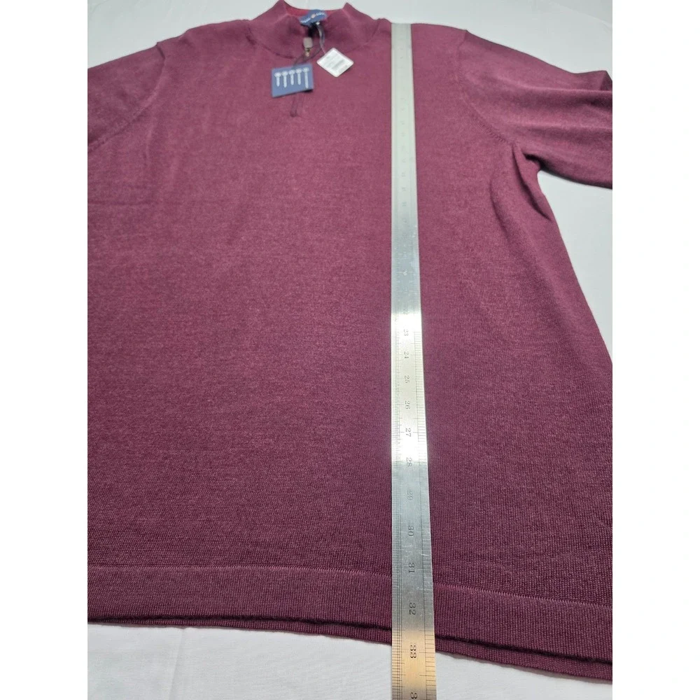 Joseph Abboud Sweater Men's 3XL Tall Burgundy Tight Knit Modern Fit Quarter Zip